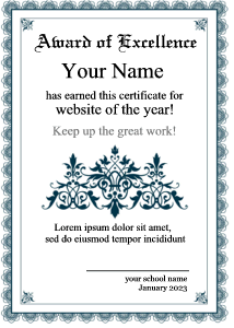 award template, certificate border, portrait