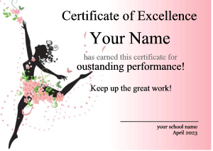 dance certificate template