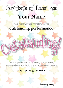 certificate template, cute border, stars