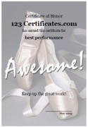 dance certificates for kids