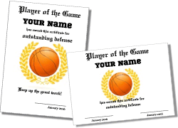 kids basketball award certificate