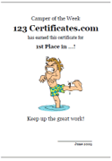 camp certificate templates