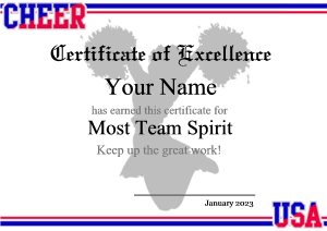 cheerleading certificate templates