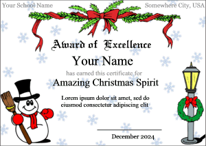 Christmas, snowman, certificate background