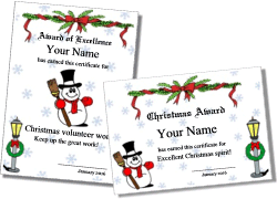 snowman certificate