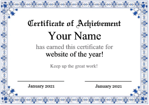 certificate border, blue, floral print