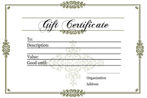 gift certificate for company