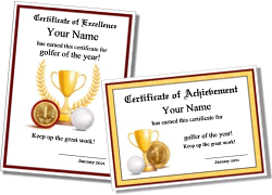 golf certificates