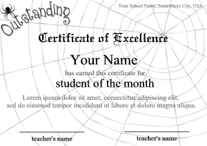 certificate template with spider web background