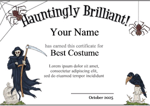 Halloween certificate template