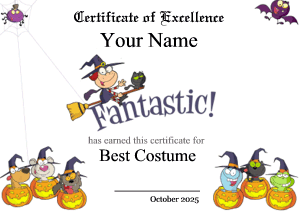 Halloween certificate with cute background