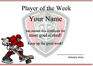 hockey certificate template