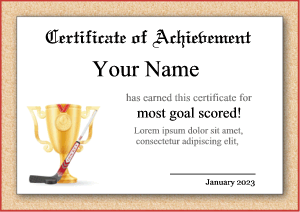 certificate template, ice hockey trophy