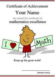 cute math certificate, I love math