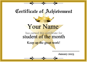 gold star certificate template