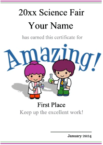 science fair certificate for kids