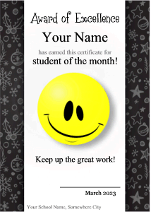 cute certificate template, smiley face border