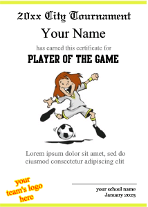 girls soccer certificate border