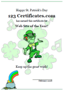 printable St. Patrick's Day award for kids