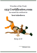 wrestling tournament champion certificate