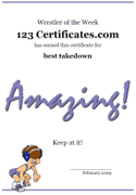 wrestling certificate template for kids